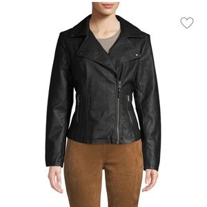 MAX STUDIO Classic Faux Leather Jacket